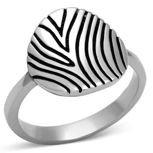 TK1078 - High polished (no plating) Stainless Steel Ring with Epoxy  in Jet - Joyeria Lady