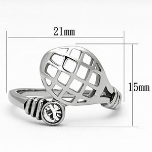 TK1083 - High polished (no plating) Stainless Steel Ring with Top Grade Crystal  in Clear