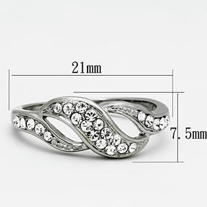 TK1085 - High polished (no plating) Stainless Steel Ring with Top Grade Crystal  in Clear