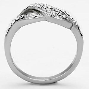 TK1085 - High polished (no plating) Stainless Steel Ring with Top Grade Crystal  in Clear