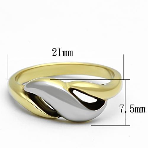 TK1089 - Two-Tone IP Gold (Ion Plating) Stainless Steel Ring with No Stone - Joyeria Lady