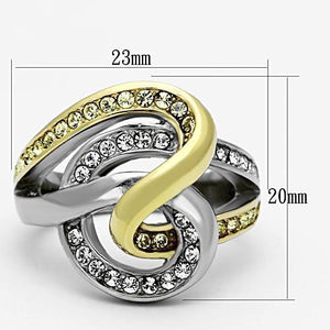 TK1094 - Two-Tone IP Gold (Ion Plating) Stainless Steel Ring with Top Grade Crystal  in Citrine Yellow