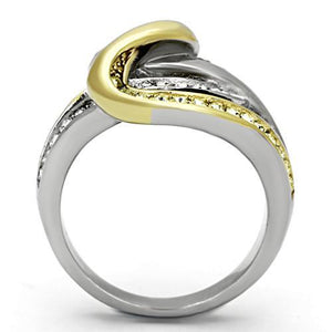 TK1094 - Two-Tone IP Gold (Ion Plating) Stainless Steel Ring with Top Grade Crystal  in Citrine Yellow