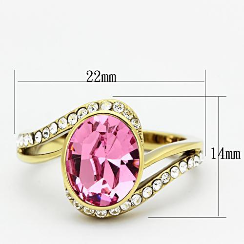 TK1097 - IP Gold(Ion Plating) Stainless Steel Ring with Top Grade Crystal  in Rose - Joyeria Lady
