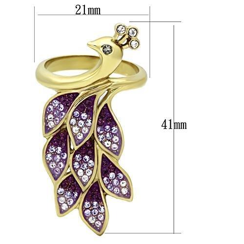 TK1101 - IP Gold(Ion Plating) Stainless Steel Ring with Top Grade Crystal  in Multi Color - Joyeria Lady
