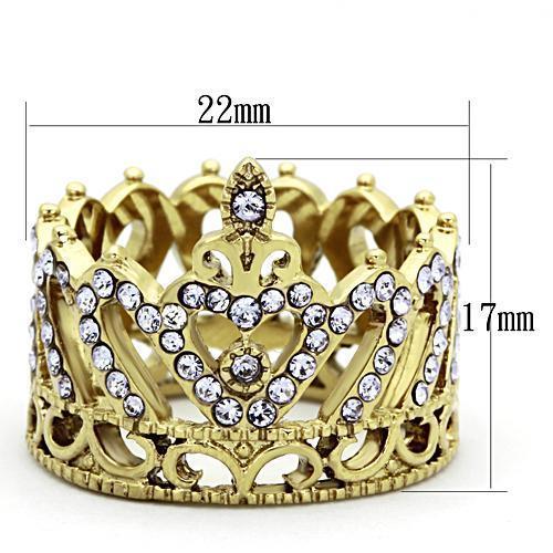 TK1105 - IP Gold(Ion Plating) Stainless Steel Ring with Top Grade Crystal  in Tanzanite - Joyeria Lady