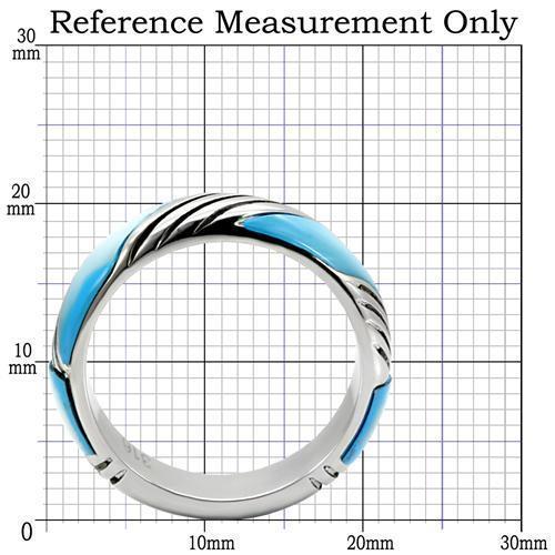 TK110 - High polished (no plating) Stainless Steel Ring with Precious Stone Conch in Sea Blue - Joyeria Lady