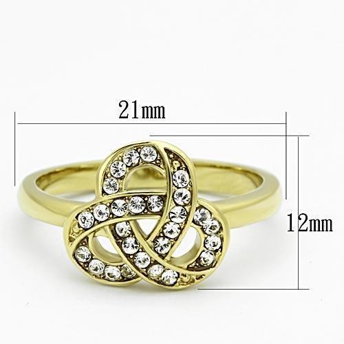 TK1111 - IP Gold(Ion Plating) Stainless Steel Ring with Top Grade Crystal  in Clear - Joyeria Lady