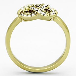 TK1111 - IP Gold(Ion Plating) Stainless Steel Ring with Top Grade Crystal  in Clear