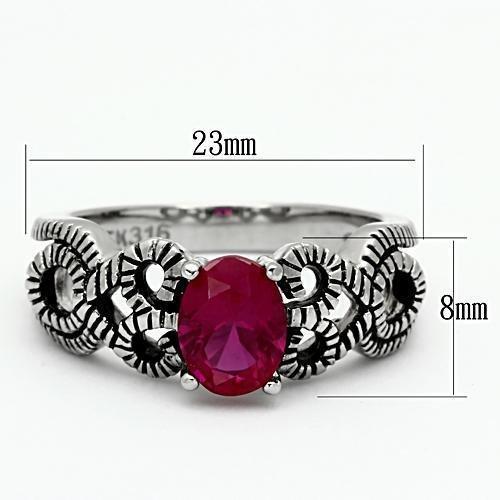 TK1112 - High polished (no plating) Stainless Steel Ring with AAA Grade CZ  in Ruby - Joyeria Lady