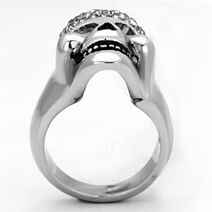 TK1116 - High polished (no plating) Stainless Steel Ring with Top Grade Crystal  in Black Diamond