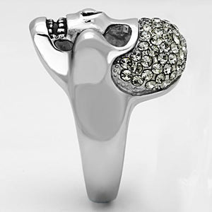 TK1116 - High polished (no plating) Stainless Steel Ring with Top Grade Crystal  in Black Diamond