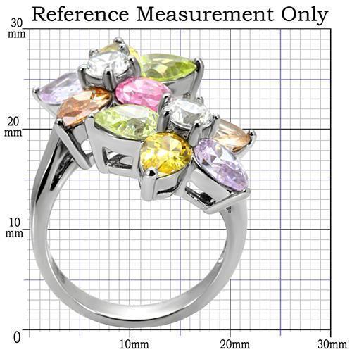 TK111 - High polished (no plating) Stainless Steel Ring with AAA Grade CZ  in Multi Color - Joyeria Lady