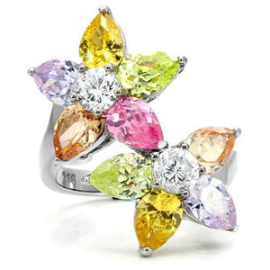 TK111 - High polished (no plating) Stainless Steel Ring with AAA Grade CZ  in Multi Color
