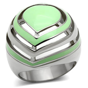 TK1140 - High polished (no plating) Stainless Steel Ring with Epoxy  in Emerald - Joyeria Lady