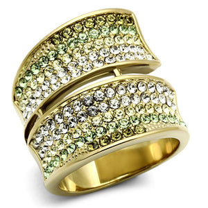 TK1146 - IP Gold(Ion Plating) Stainless Steel Ring with Top Grade Crystal  in Multi Color - Joyeria Lady