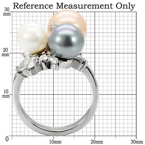 TK114 - High polished (no plating) Stainless Steel Ring with Synthetic Pearl in Multi Color - Joyeria Lady