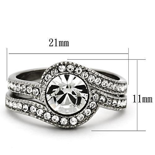 TK1155 - High polished (no plating) Stainless Steel Ring with Top Grade Crystal  in Clear - Joyeria Lady