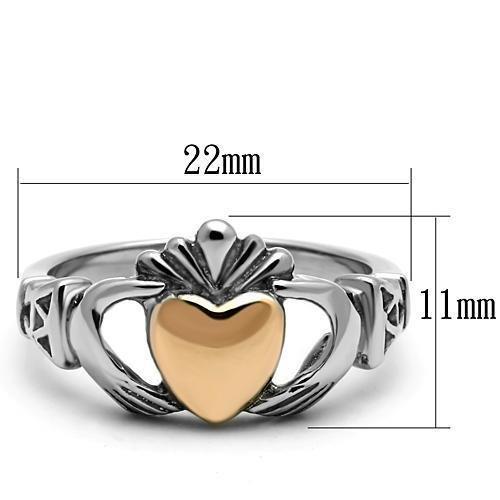 TK1156 - Two-Tone IP Rose Gold Stainless Steel Ring with No Stone - Joyeria Lady
