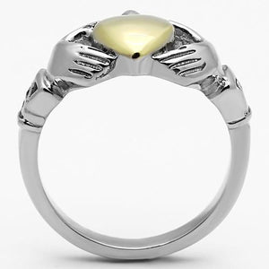 TK1157 - Two-Tone IP Gold (Ion Plating) Stainless Steel Ring with No Stone