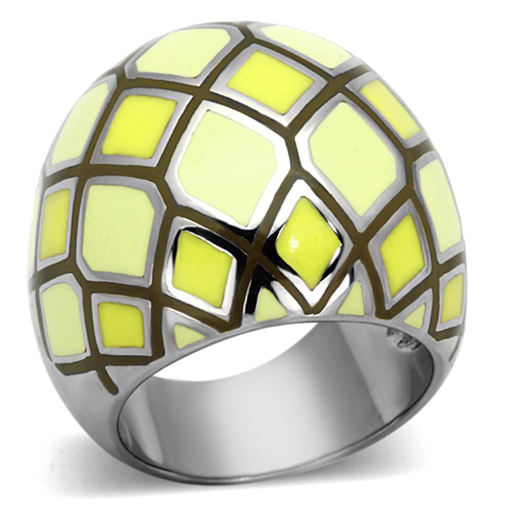 TK1173 - High polished (no plating) Stainless Steel Ring with Epoxy  in Multi Color - Joyeria Lady