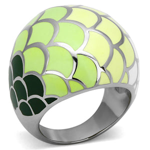 TK1174 - High polished (no plating) Stainless Steel Ring with Epoxy  in Multi Color - Joyeria Lady