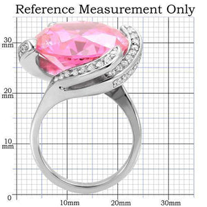 TK117 - High polished (no plating) Stainless Steel Ring with AAA Grade CZ  in Rose