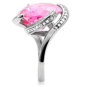 TK117 - High polished (no plating) Stainless Steel Ring with AAA Grade CZ  in Rose