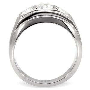TK119 High polished (no plating) Stainless Steel Ring with Top Grade Crystal in Clear