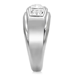 TK119 High polished (no plating) Stainless Steel Ring with Top Grade Crystal in Clear
