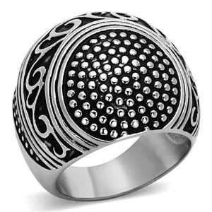 TK1212 - High polished (no plating) Stainless Steel Ring with Epoxy  in Jet - Joyeria Lady