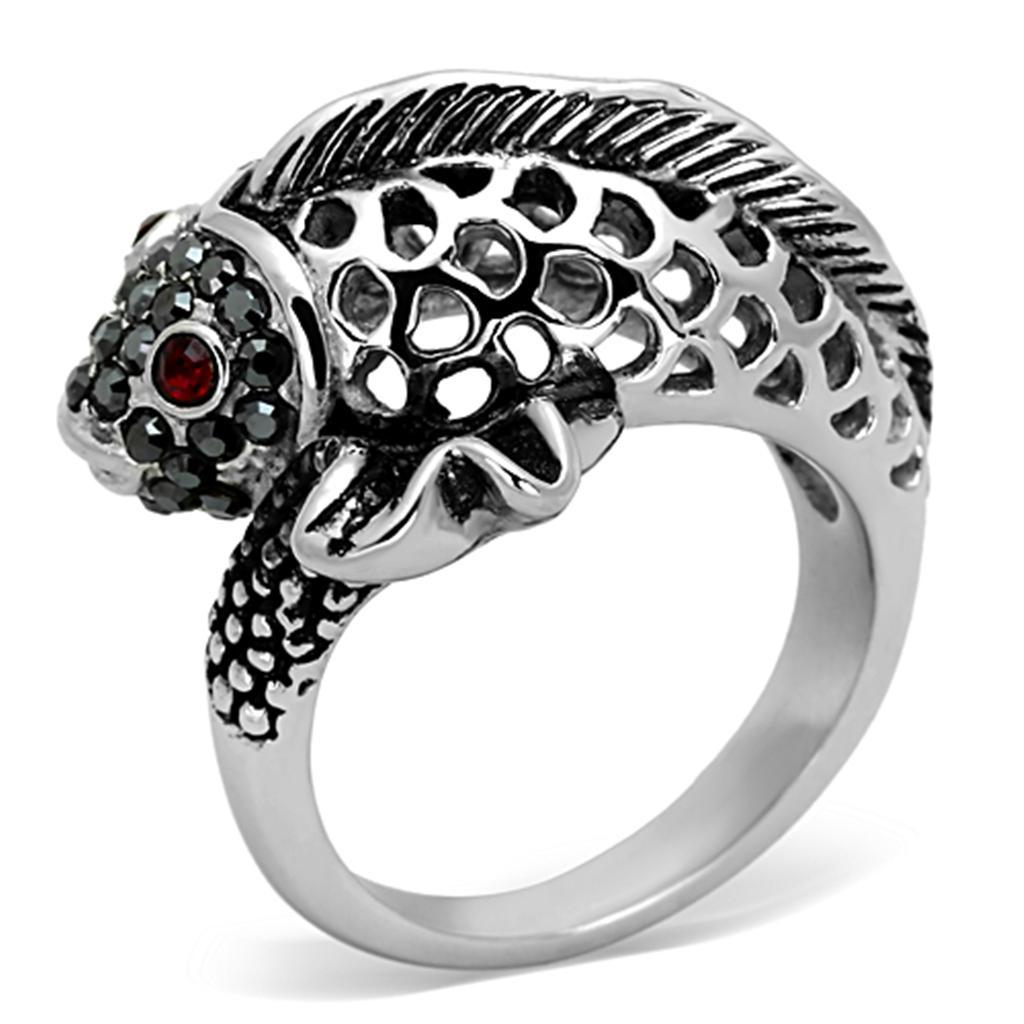 TK1215 - High polished (no plating) Stainless Steel Ring with Top Grade Crystal  in Siam - Joyeria Lady