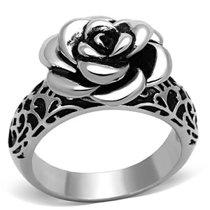 TK1217 - High polished (no plating) Stainless Steel Ring with Epoxy  in Jet - Joyeria Lady