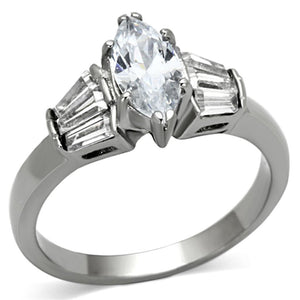 TK1220 - High polished (no plating) Stainless Steel Ring with AAA Grade CZ  in Clear - Joyeria Lady