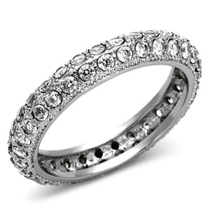 TK1225 - High polished (no plating) Stainless Steel Ring with AAA Grade CZ  in Clear - Joyeria Lady