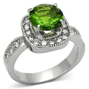 TK1227 - High polished (no plating) Stainless Steel Ring with Synthetic Synthetic Glass in Peridot - Joyeria Lady