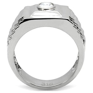 TK122 High polished (no plating) Stainless Steel Ring with AAA Grade CZ in Clear