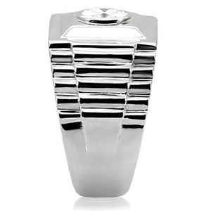 TK122 High polished (no plating) Stainless Steel Ring with AAA Grade CZ in Clear