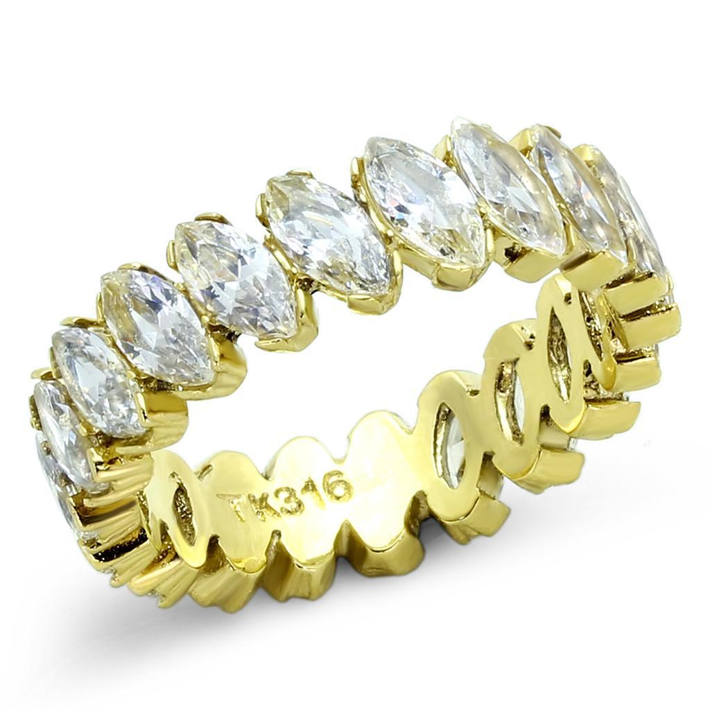 TK1234 - IP Gold(Ion Plating) Stainless Steel Ring with AAA Grade CZ  in Clear - Joyeria Lady