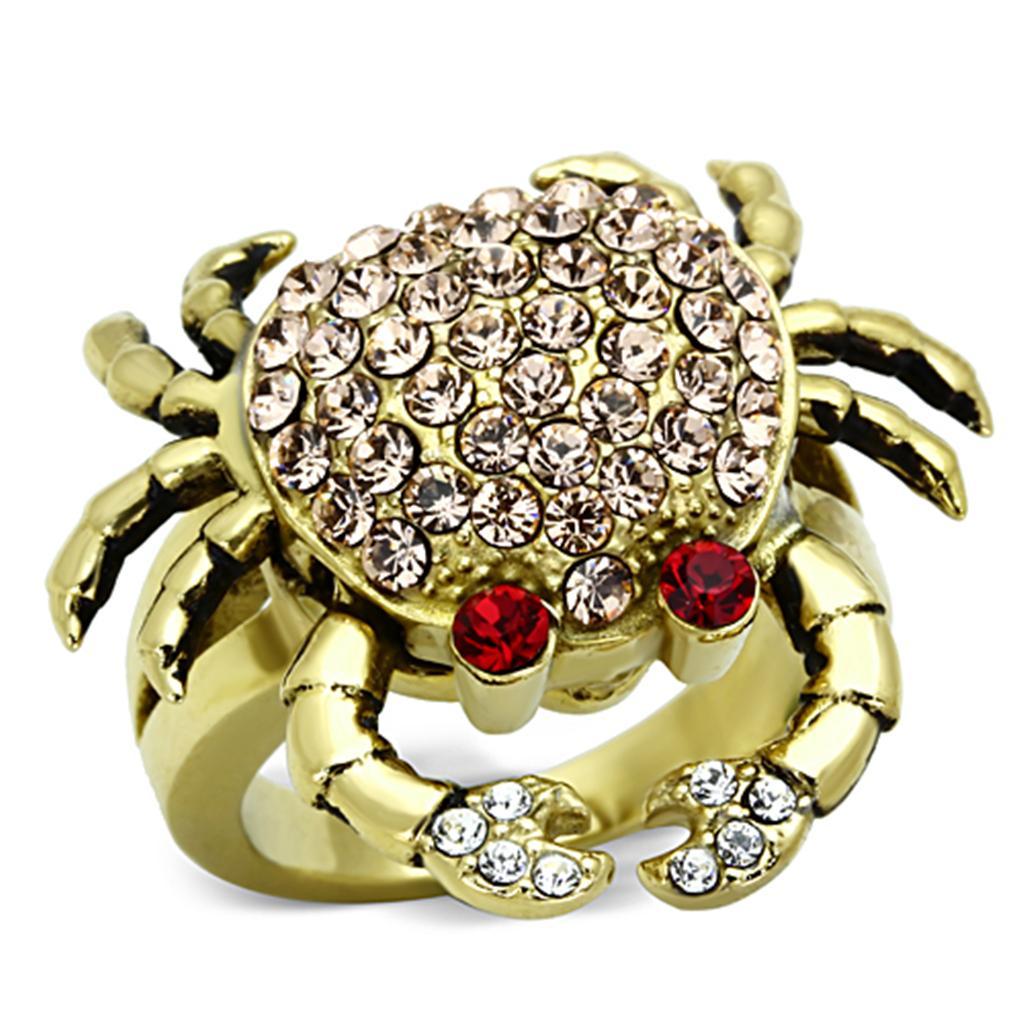 TK1290 - IP Gold(Ion Plating) Stainless Steel Ring with Top Grade Crystal  in Multi Color - Joyeria Lady