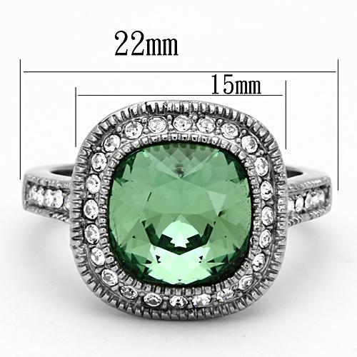 TK1317 - High polished (no plating) Stainless Steel Ring with Top Grade Crystal  in Emerald - Joyeria Lady