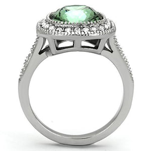 TK1317 High polished (no plating) Stainless Steel Ring with Top Grade Crystal in Emerald