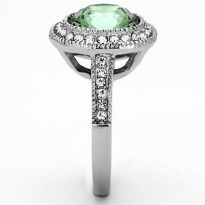 TK1317 High polished (no plating) Stainless Steel Ring with Top Grade Crystal in Emerald