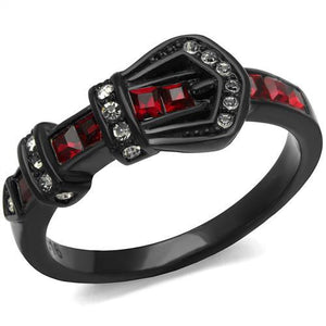 TK1334J - IP Black(Ion Plating) Stainless Steel Ring with Top Grade Crystal  in Multi Color - Joyeria Lady
