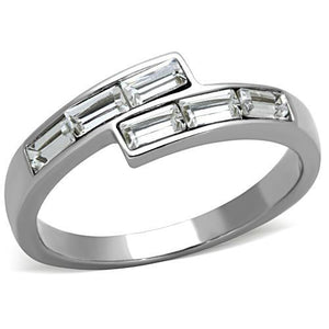 TK1335 - High polished (no plating) Stainless Steel Ring with Top Grade Crystal  in Clear - Joyeria Lady