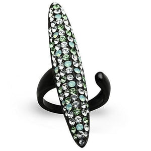 TK1365 - IP Black(Ion Plating) Stainless Steel Ring with Top Grade Crystal  in Multi Color - Joyeria Lady