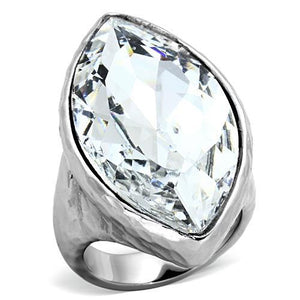 TK1368 - IP rhodium (PVD) Stainless Steel Ring with Top Grade Crystal  in Clear - Joyeria Lady