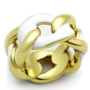 TK1369 - IP Gold(Ion Plating) Stainless Steel Ring with Epoxy  in White - Joyeria Lady