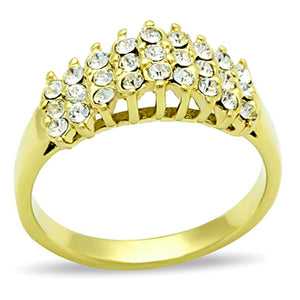 TK1384 - IP Gold(Ion Plating) Stainless Steel Ring with Top Grade Crystal  in Clear - Joyeria Lady