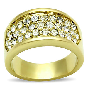 TK1385 - IP Gold(Ion Plating) Stainless Steel Ring with Top Grade Crystal  in Clear - Joyeria Lady